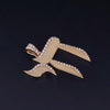 Custom Made Large Chai Pendant with Diamonds in 14K Yellow Gold