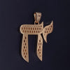 Custom Made Large Chai Pendant with Diamonds in 14K Yellow Gold