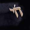 Custom Made Large Chai Pendant with Diamonds in 14K Yellow Gold