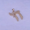 Custom Made Large Chai Pendant with Diamonds in 14K Yellow Gold