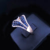 Vintage Blue Sapphire and White Diamond Statement Ring