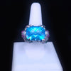 Custom made 14K White Gold Blue Topaz Ring Size 9.25