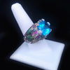 Custom made 14K White Gold Blue Topaz Ring Size 9.25