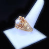 Custom-Made Golden Blossom Pearl & Diamond Ring in 14K Yellow Gold