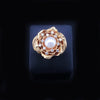 Custom-Made Golden Blossom Pearl & Diamond Ring in 14K Yellow Gold