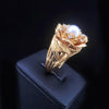 Custom-Made Golden Blossom Pearl & Diamond Ring in 14K Yellow Gold