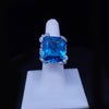 Massive Blue Topaz Ring in White Gold with Diamonds