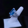 Massive Blue Topaz Ring in White Gold with Diamonds