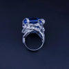 Massive Blue Topaz Ring in White Gold with Diamonds