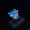 Massive Blue Topaz Ring in White Gold with Diamonds