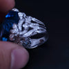 Massive Blue Topaz Ring in White Gold with Diamonds