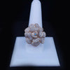 Diamond Floral Cluster Statement Ring with Diamonds & Topaz in 14K Yellow Gold