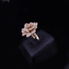 Diamond Floral Cluster Statement Ring with Diamonds & Topaz in 14K Yellow Gold