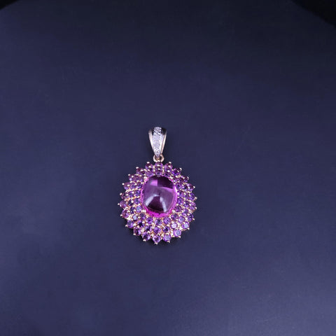 Custom Made Pink Spinel & Amethyst Pendant in  14K Yellow Gold