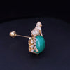 Custom-Made Antique Jade, Diamond & Sapphire Leopard Pin in 18K Yellow Gold