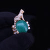 Custom-Made Antique Jade, Diamond & Sapphire Leopard Pin in 18K Yellow Gold
