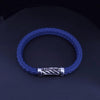 Chevron Bracelet Blue Rubber with Sterling Silver, 9.6mm
