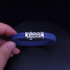 Chevron Bracelet Blue Rubber with Sterling Silver, 9.6mm