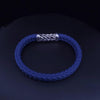 Chevron Bracelet Blue Rubber with Sterling Silver, 9.6mm