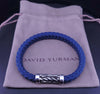 Chevron Bracelet Blue Rubber with Sterling Silver, 9.6mm
