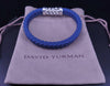 Chevron Bracelet Blue Rubber with Sterling Silver, 9.6mm