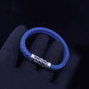 Chevron Bracelet Blue Rubber with Sterling Silver, 9.6mm