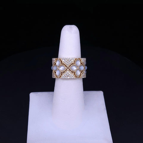 Roberto Coin 18K Gold Diamond & Mother-of-Pearl Wide Statement Ring