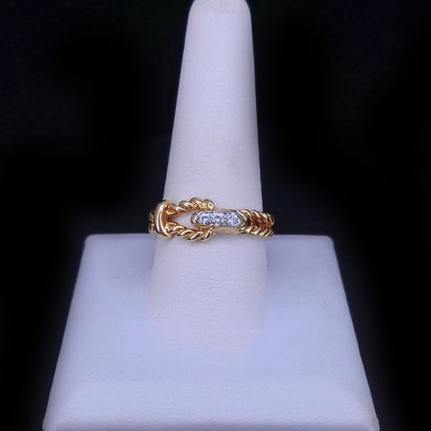 Tiffany & Co. 18K  Yellow Gold Buckle Ring with  Diamonds