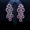 Ruby and Diamonds Dangle Earrings in 14K Yellow Gold