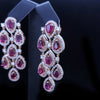 Ruby and Diamonds Dangle Earrings in 14K Yellow Gold