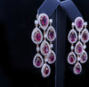 Ruby and Diamonds Dangle Earrings in 14K Yellow Gold