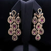Ruby and Diamonds Dangle Earrings in 14K Yellow Gold