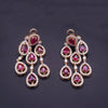 Ruby and Diamonds Dangle Earrings in 14K Yellow Gold
