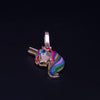 Custom Made Fantasy Rainbow Unicorn Pendant in 14K Yellow Gold