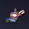 Custom Made Fantasy Rainbow Unicorn Pendant in 14K Yellow Gold