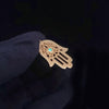 Custom Made Hamza Hand Pendant with Diamonds & Turquoise in 14K Yellow Gold