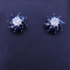 Custom Made Studs Earrings with Sapphire & Diamonds in 14K White Gold