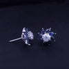 Custom Made Studs Earrings with Sapphire & Diamonds in 14K White Gold