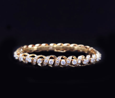 Gubelin 1960 Swiss 18K Yellow Gold Bracelet With 4.1ctw Diamonds