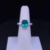 Custom Made Ring with Emerald & Dimaonds in Platinum, Resizable