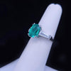 Custom Made Ring with Emerald & Dimaonds in Platinum, Resizable
