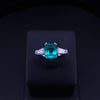 Custom Made Ring with Emerald & Dimaonds in Platinum, Resizable