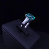 Custom Made Ring with Emerald & Dimaonds in Platinum, Resizable