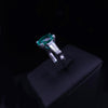 Custom Made Ring with Emerald & Dimaonds in Platinum, Resizable