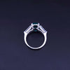 Custom Made Ring with Emerald & Dimaonds in Platinum, Resizable