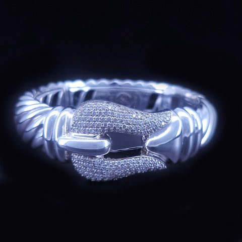 David Yurman Sterling Silver Belt Bracelet with Diamonds