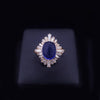 Vintage Oval Blue Sapphire Cabochon and Baguette Diamond Ballerina Ring