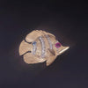 Custom Made Antique Fish Pendant in 14K Yellow Gold witih Diamonds
