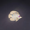 Custom Made Antique Fish Pendant in 14K Yellow Gold witih Diamonds