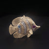 Custom Made Antique Fish Pendant in 14K Yellow Gold witih Diamonds